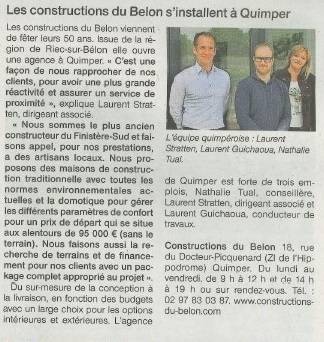 AGENCE à QUIMPER : ON PARLE DE NOUS DANS LA PRESSE